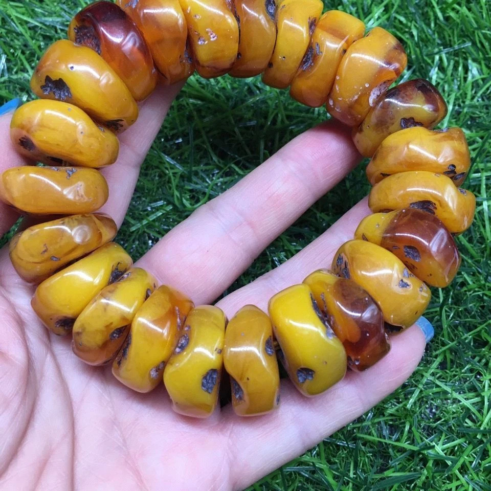 20毫米奶油糖果琥珀手链血琥珀珠鸡黄色琥珀首饰 — 第 4/4 张图片