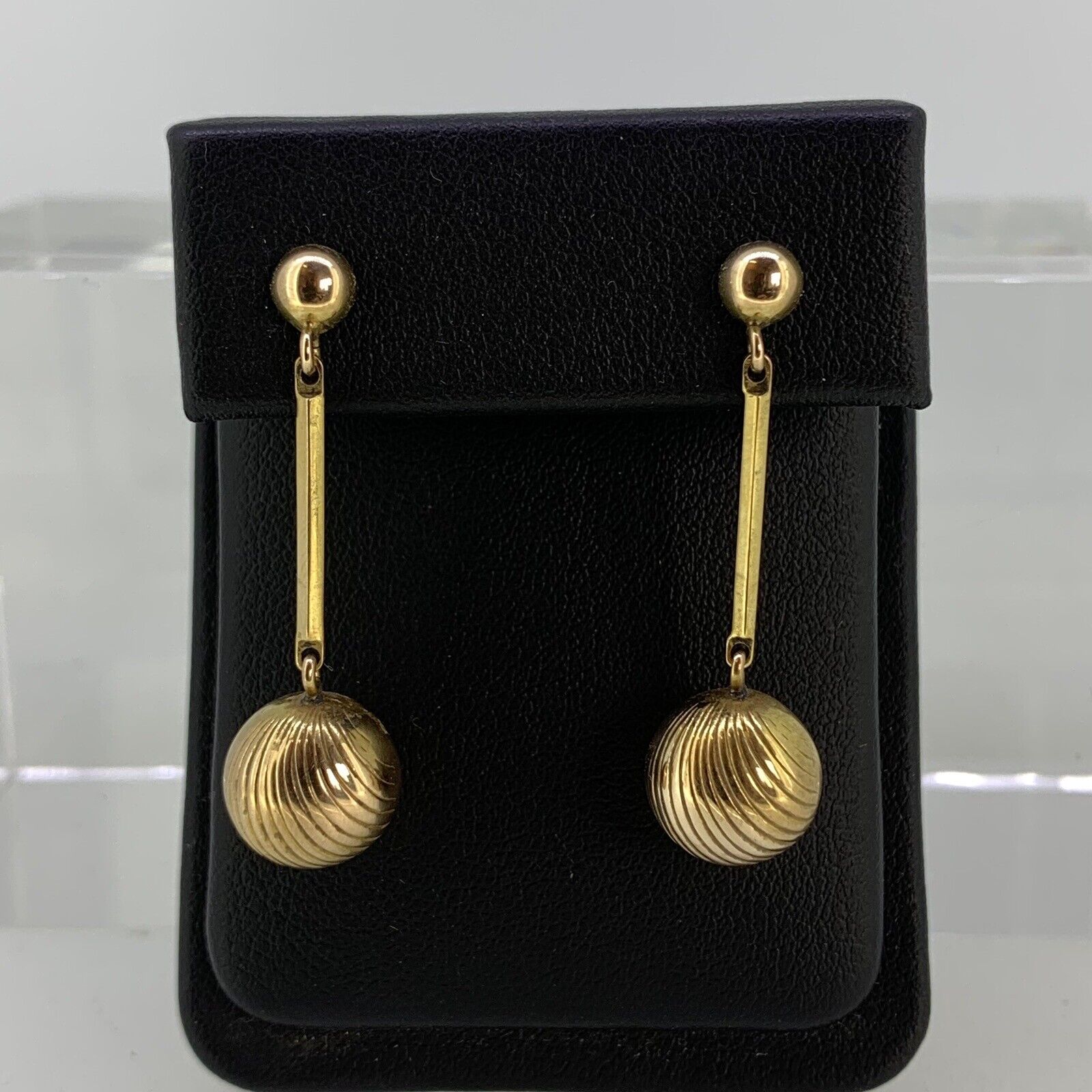Retro Ball Drop Earrings 9ct 9k Yellow Gold - image 3