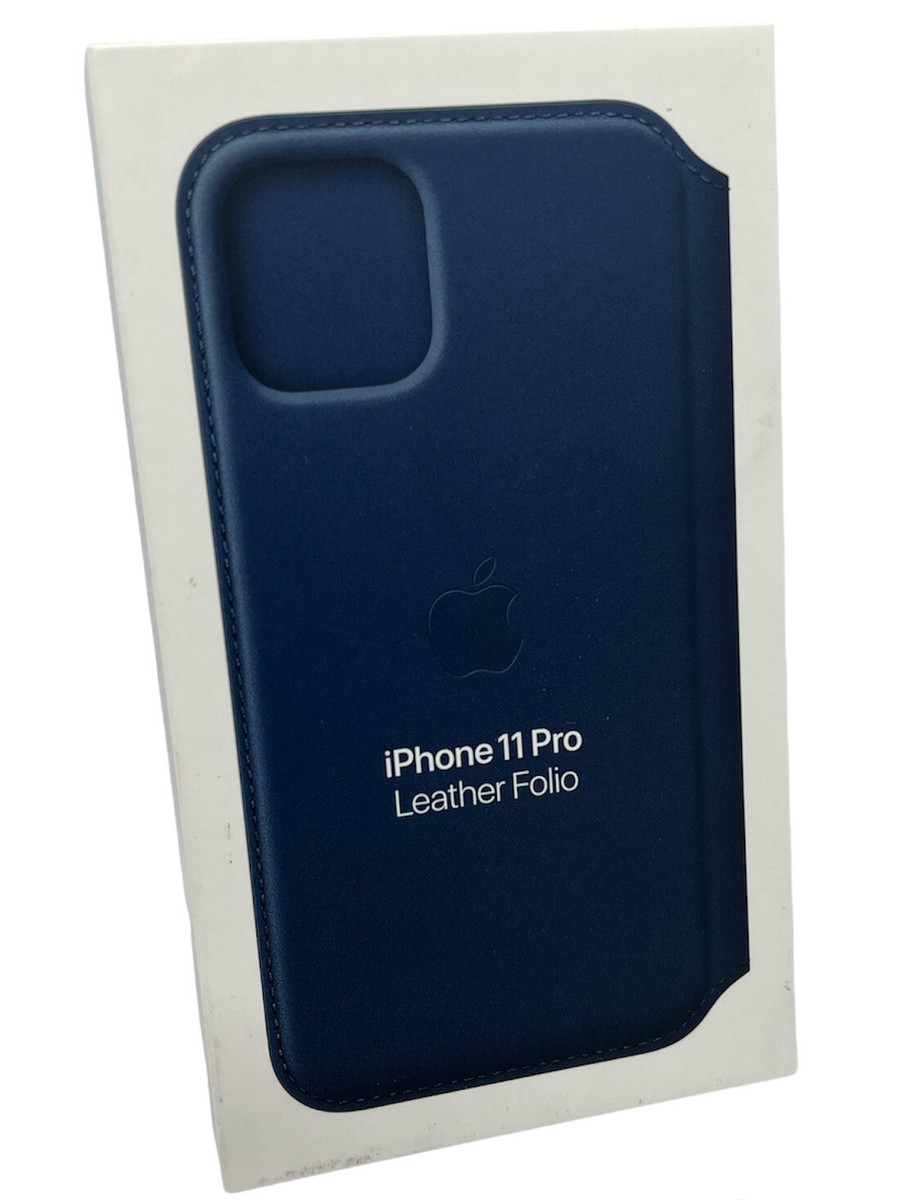 Genuine Official Apple iPhone 11 Pro Leather Folio Case Cover Deep Sea Blue