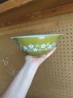 Chipped! Vintange 1 1/2 QT Pyrex Ovenware Spring Blossom Green Mixing Bowl # 442