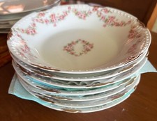7 Limoges Elite France SOUP BOWLS Roses GOLD Trim GORGEOUS