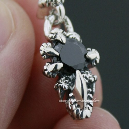 925 Sterling Silver Black CZ Stone Dragon Claw Earring Punk Jewellery 8R007B - Picture 3 of 7