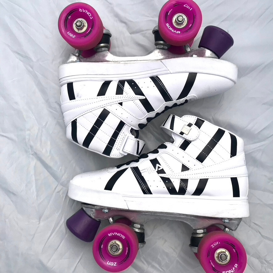 Patines FILA Zapato Conversión Blanco y Negro Hombre Talla 8 Sin Puntera Paradas