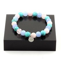 Edelsteine Und Mineralien. Armband Perlen Rosenquarz + Aquamarin + TüRkis 8 M