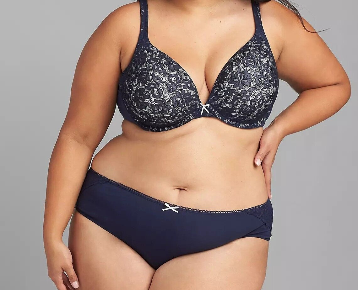Lane Bryant CACIQUE Cotton HIPSTER Panty Lace NAVY BLUE Plus Size