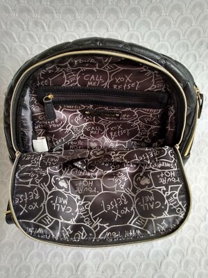 Betsey Johnson Black Heart Quilted Backpack Purse Bag Faux  display picture 1