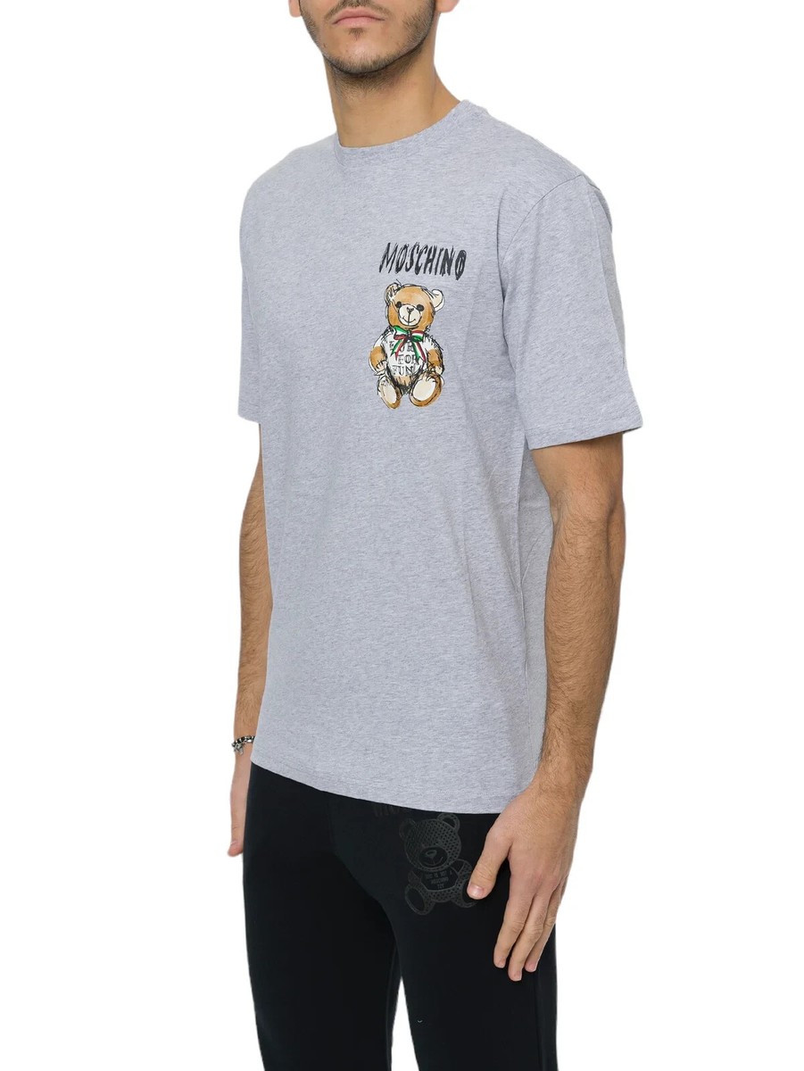T-shirt Moschino Homme – Couture Ours Imprimé – Manches Courtes – Noir Taille L