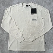 Mens Napapijri T Shirt 100% Cotton Crew Neck Long Sleeve Pocket Size S BNWT