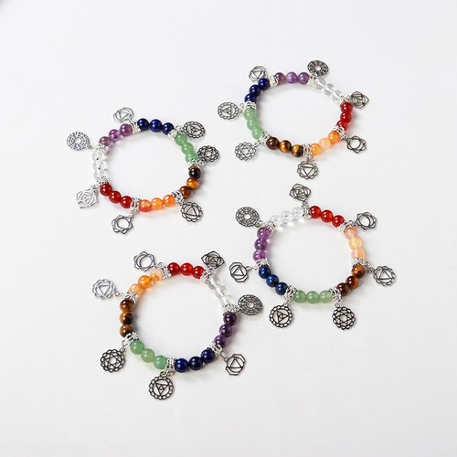 Glücksarmband Armband 7 Chakren Yoga Wulst Reiki Buddha Beads Edelstein Karma - Picture 8 of 14