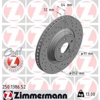 Zimmermann 2X Bremsscheibe Vorne Ø352 Mm AußEnbelüFtet Gelocht FüR Ford USA