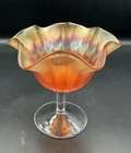 FENTON Vintage Marigold Carnival Glass Footed Compote Candy Dish