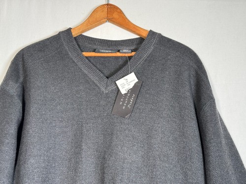 White Mountain Traders New Mens Charcoal Cotton Sweater Size Large L V-neck NWT - Picture 3 of 14