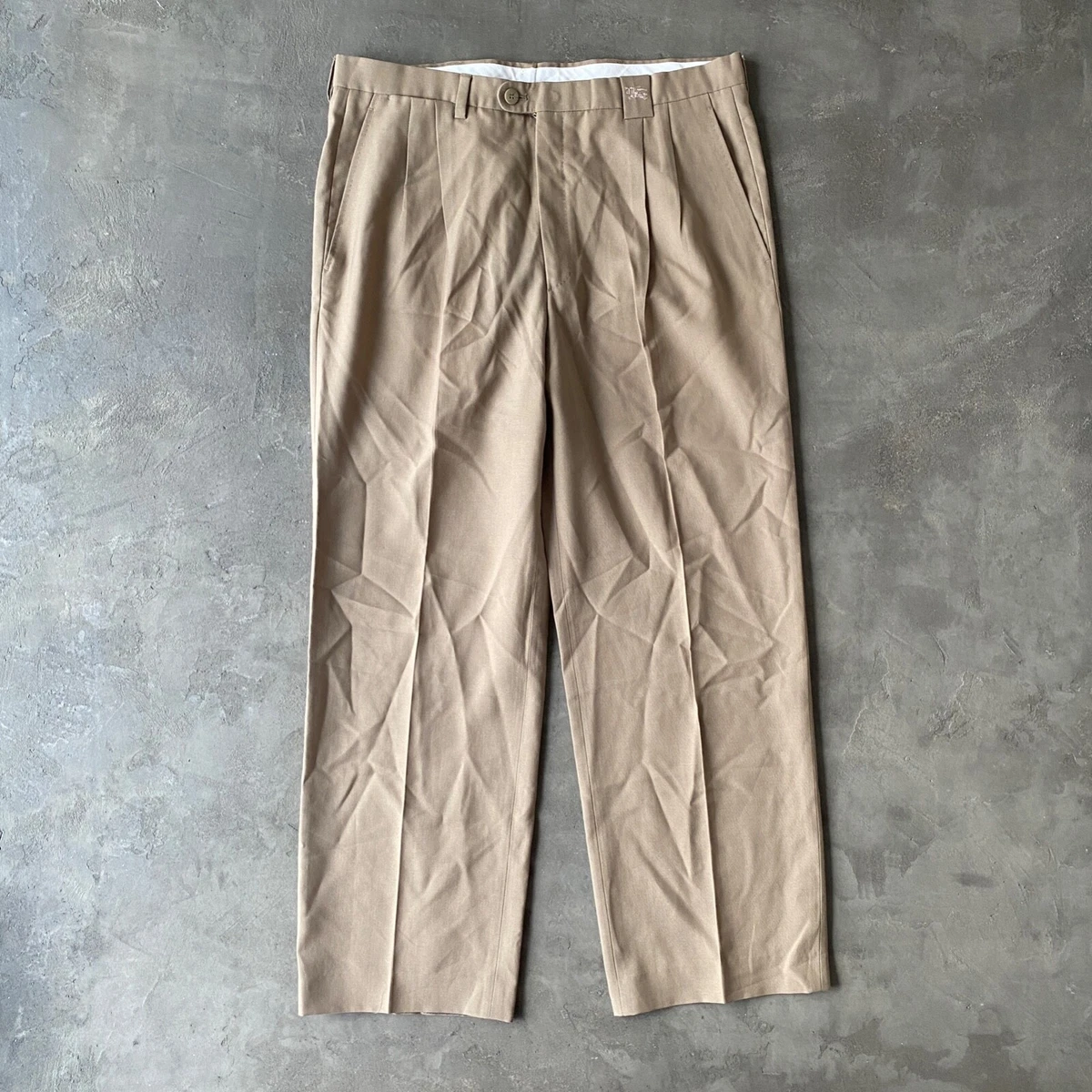 80s vintage Burberry beige pleated linen trousers summer dad pants
