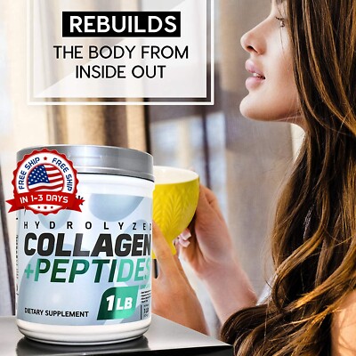 Collageno Idrolizado 100% natural 1 LB Restaurar La Piel Juvenil, Cabello, Unas