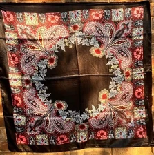 Wild Rag Scarf Cowboy Scarves Buckaroo Bandana Cowgirl Black Floral