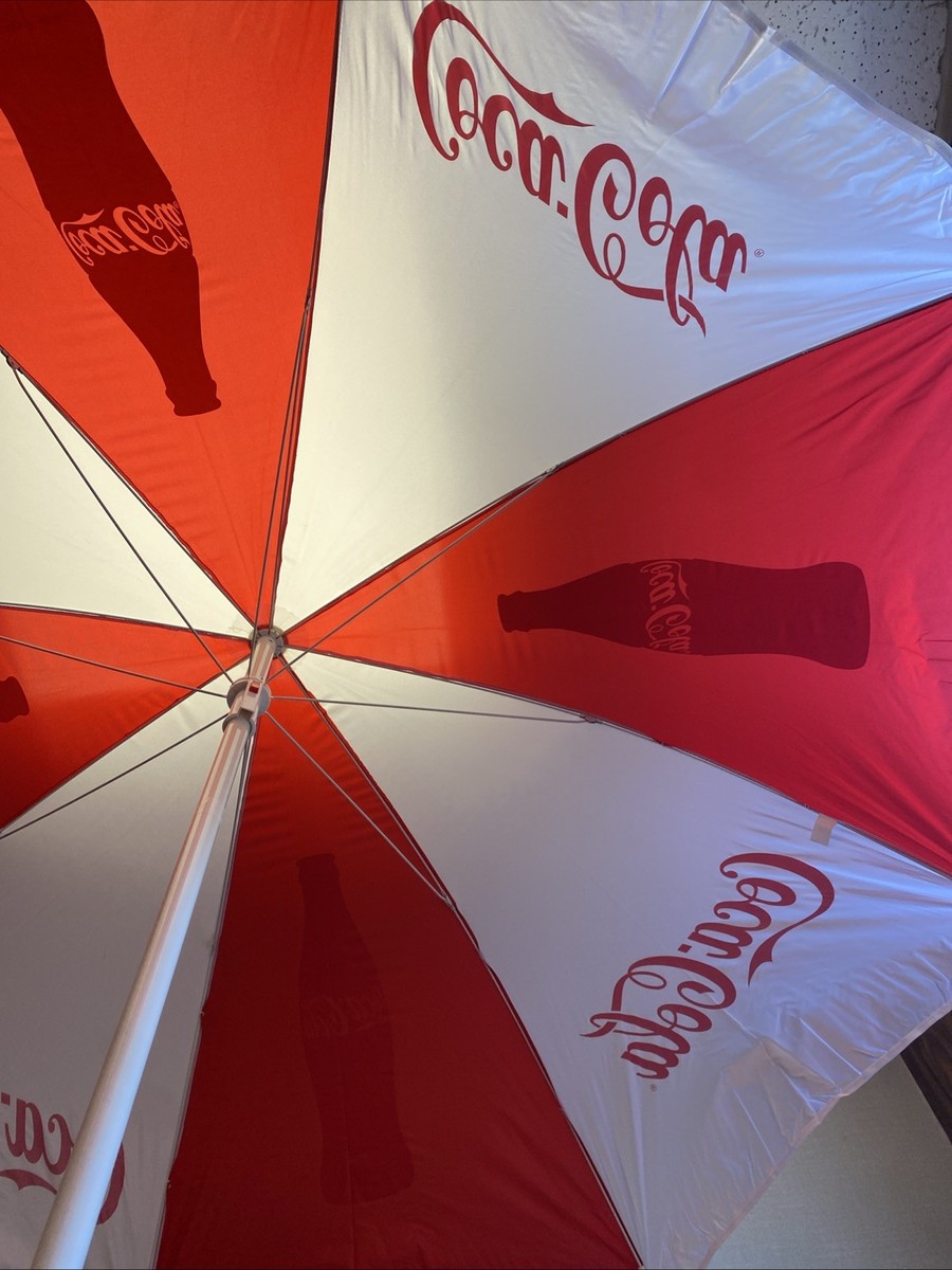 coca cola umbrellas patio Coca-Cola Brand Patio/Beach Outdoor Umbrella NOS - Read Description