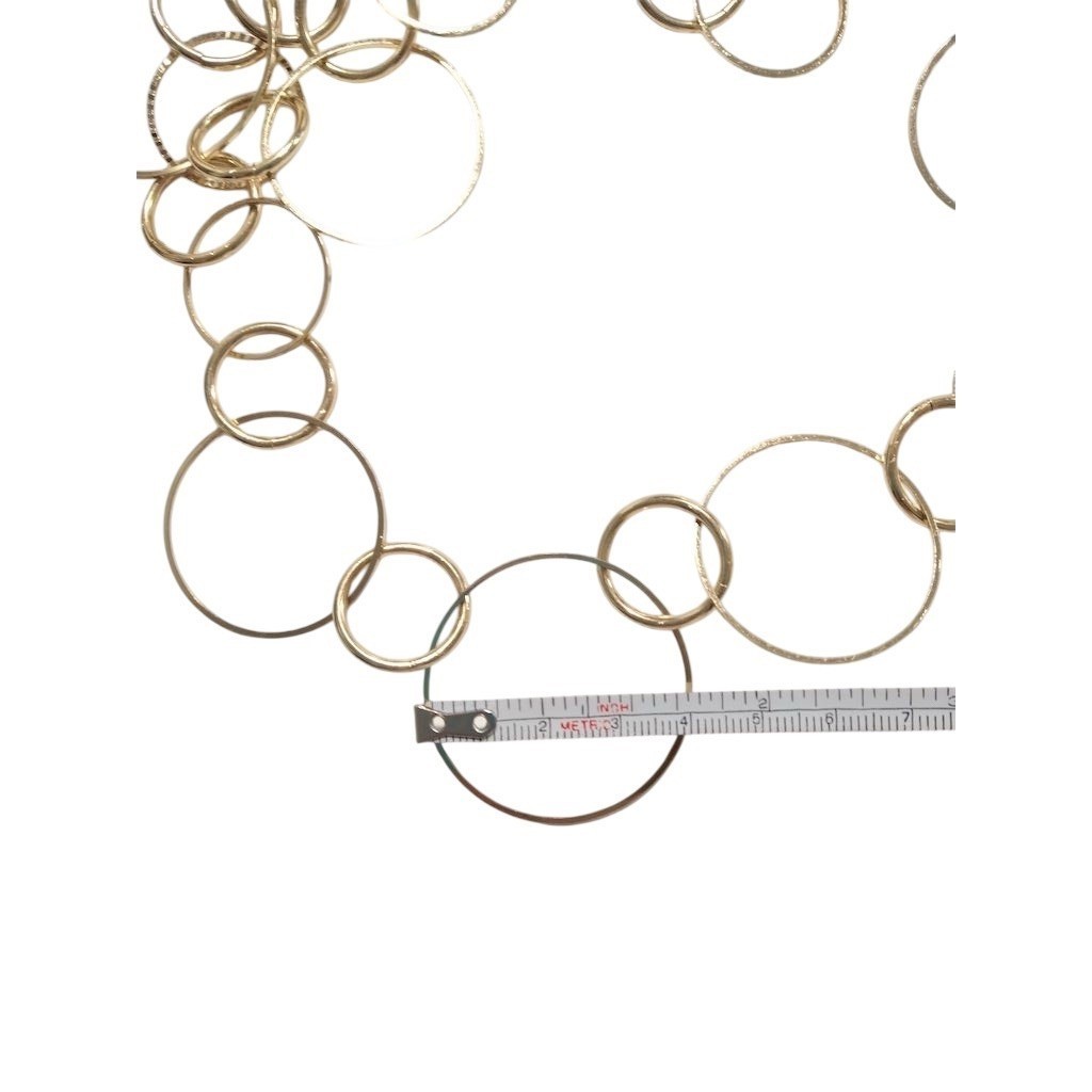 Gold Geometric Multi Circle Link Statement Neckla… - image 7