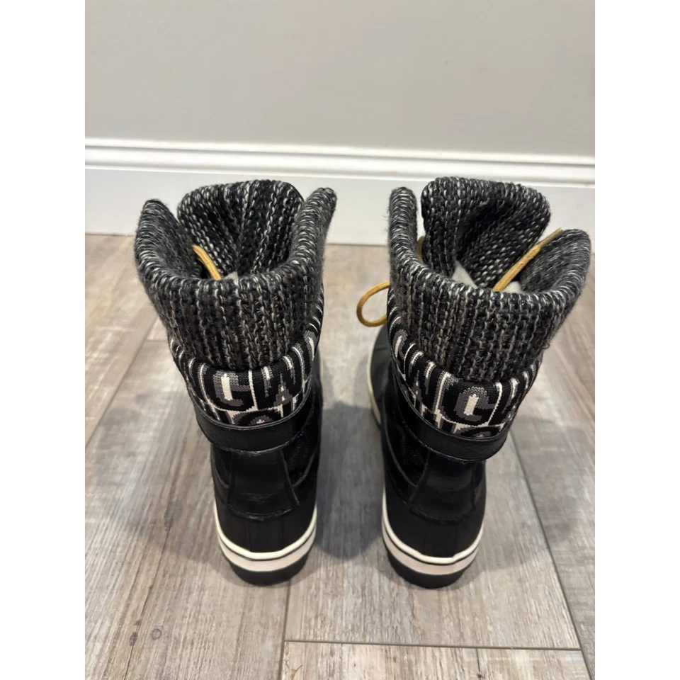 Botas de invierno para mujer talla 7,5 botas de pato negras con cordones puño tejido nuevas sin etiquetas Foto 3 de 4