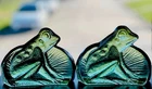 Blenko Glass Frog Bookends (pair) In Spring green! HTF!!