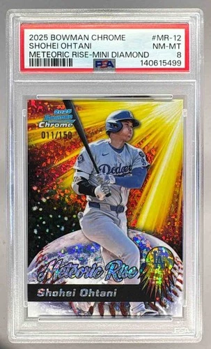 5499 Shohei Ohtani 2025 Bowman Chrome Diamond Refractor Meteoric Rise /150 PSA 8
