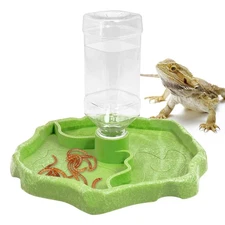 9oz 2-in-1 Reptile Water Bottle Turtle Automatic Feeders Waterer Food and Wat...