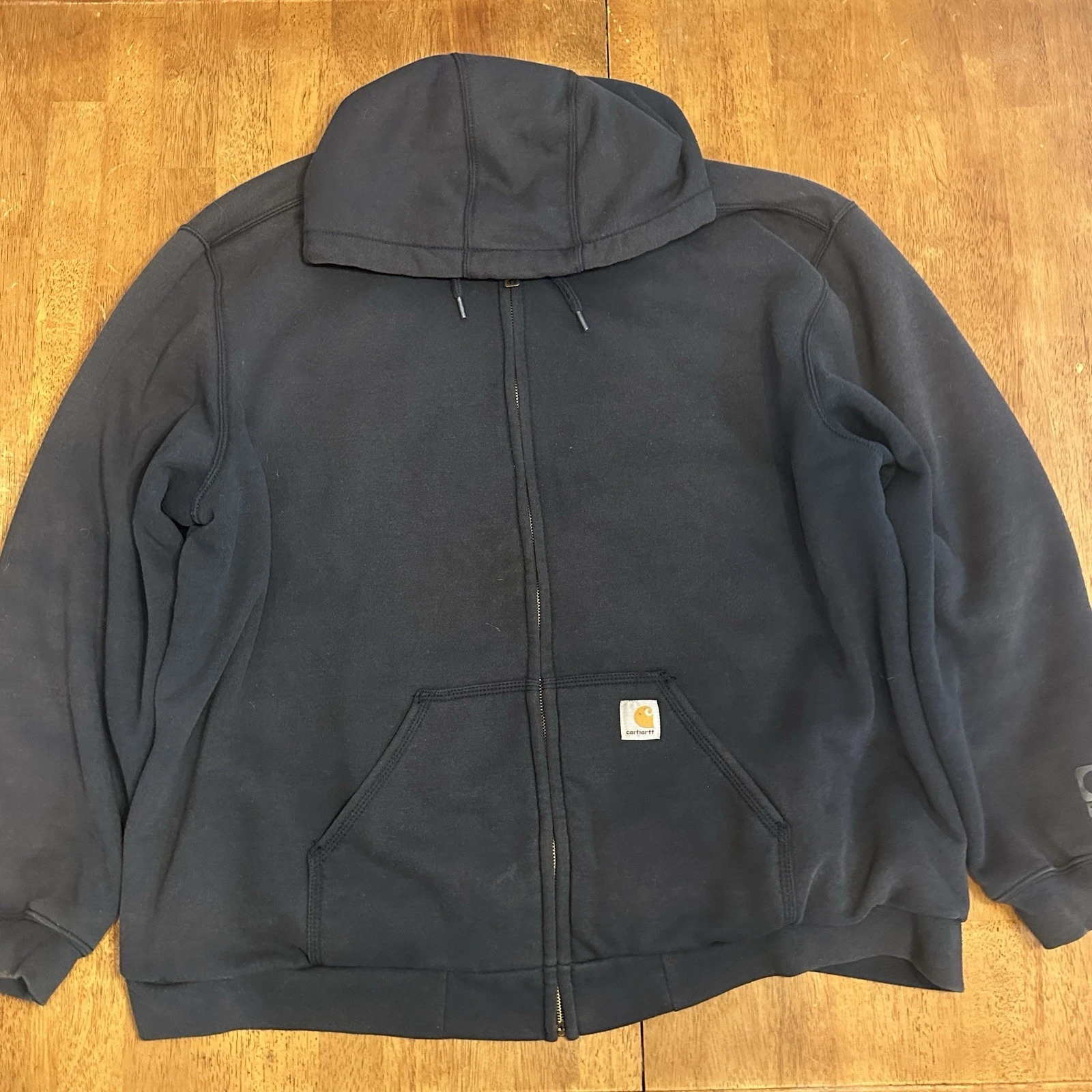Carhartt Men's Black Full Zip Thermal Hoodie Sweatshirt 2XL Workwear 100632