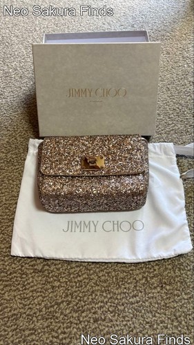 Jimmy Choo Ruby/L Glitter Chain Pink Clutch Bag