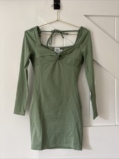 Princess Polly Long Sleeve Mini Dress Tie Back Knotted Front Bodycon Size 2