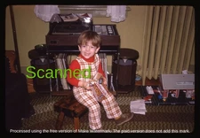 Original Slide - Boy Eating Cracker Jacks - Marx Colonial Service Station - 1972
