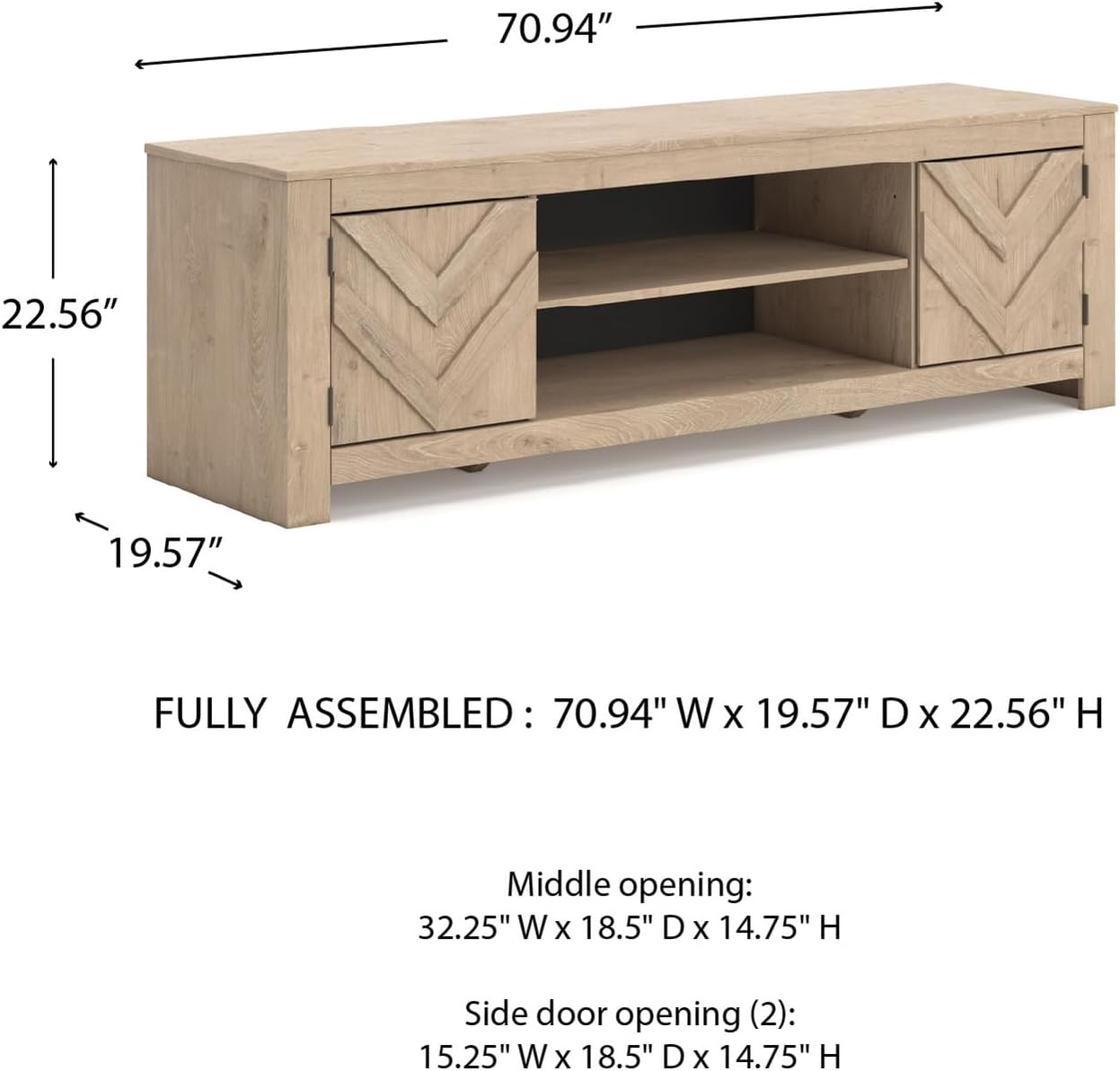 Cayboni Casual TV Stand for TVs up to 81", Light Brown, 2 Cabinets & Shelves