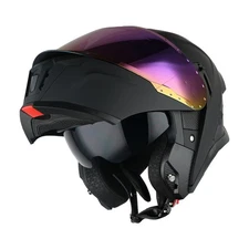 1Storm Motorcycle Modular Flip up Dual Visor Helmet + One Clear Shield: KT928