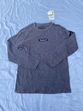 Timberland Boys Long Sleeve Gray Heather Logo T-Shirt Regular Fit Size 8
