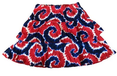 Celebrate! Red White Blue Tye Dye Layered Elastic Waist Skirt Girls Size L 10/12