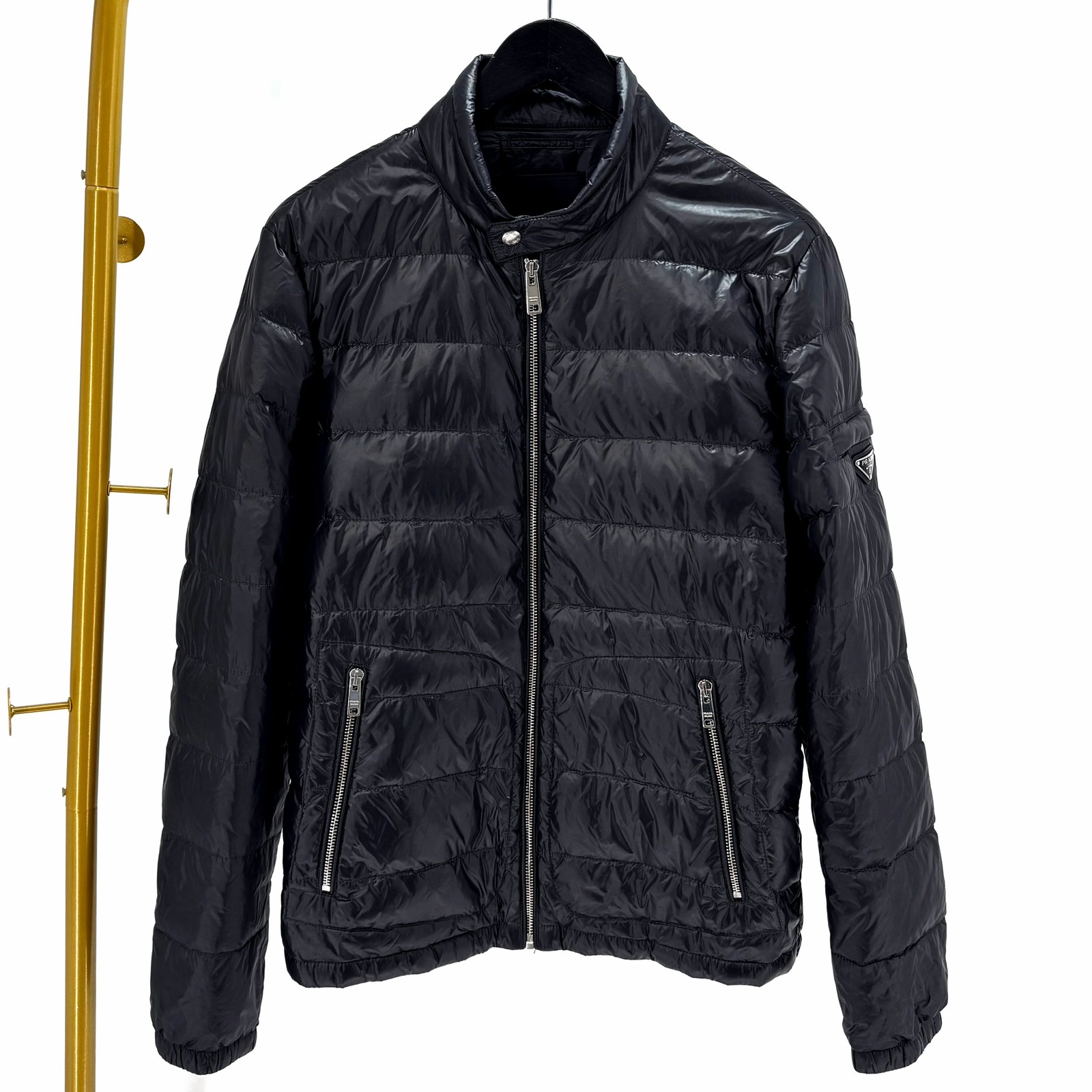 Prada Triangle Logo Lightweight Down Jacket Black… - image 3