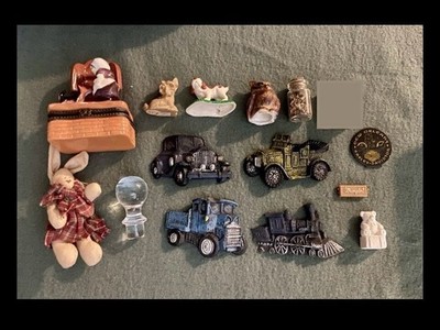 Vintage Trinket Box & Knick Knack Lot Shadow Box Junk Drawer Odds & Ins