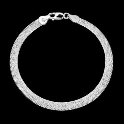 Atemberaubendes platiniertes Sterlingsilber handgefertigtes italienisches Fischgrät Armband