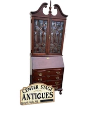 66491 JASPER Furniture Bubble Glass Secretary Desk w/ Bookcase Top