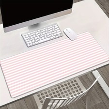 40 90cm1pc XXL Pink and White Striped Desk Mat-Multi-Functional Mousepad for