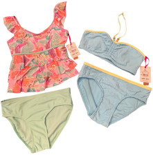 Justice Tween Girls Swimsuits Lot 2 Tankini  2-Pc Size L 12/14 NWT UPF 50 