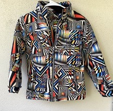 Snow Dragon Girls Basic Jacket 7 Multicolor Geometric Zipper Pocket Short