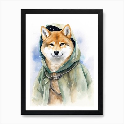 Shiba Inu Dog As A Jedi 1 Art Print Framed Wall Art Poster Canvas Print Picture
