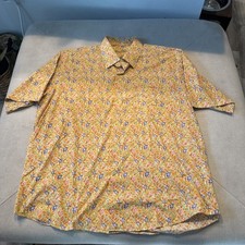 Alan Flusser Shirt Floral Button Up Flower Men s XL Short Sleeve Cpix