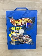 Vintage 90s Hot Wheels Racing 48 Car Carry Case Blue Storage Toy Box