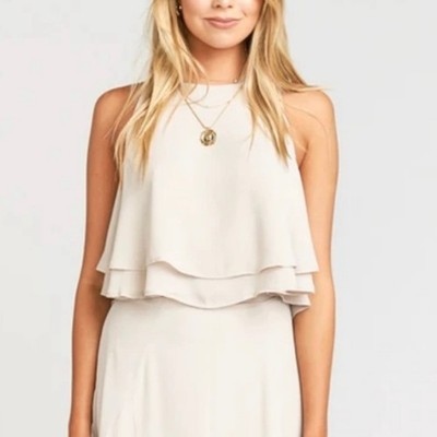 Show Me Your Mumu King Crop Top in Beige, Flounced, Layered Size Medium MSRP $98
