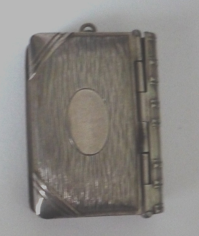 Antique Silver Plate Book Shaped Combination Vesta And Sovereign Case