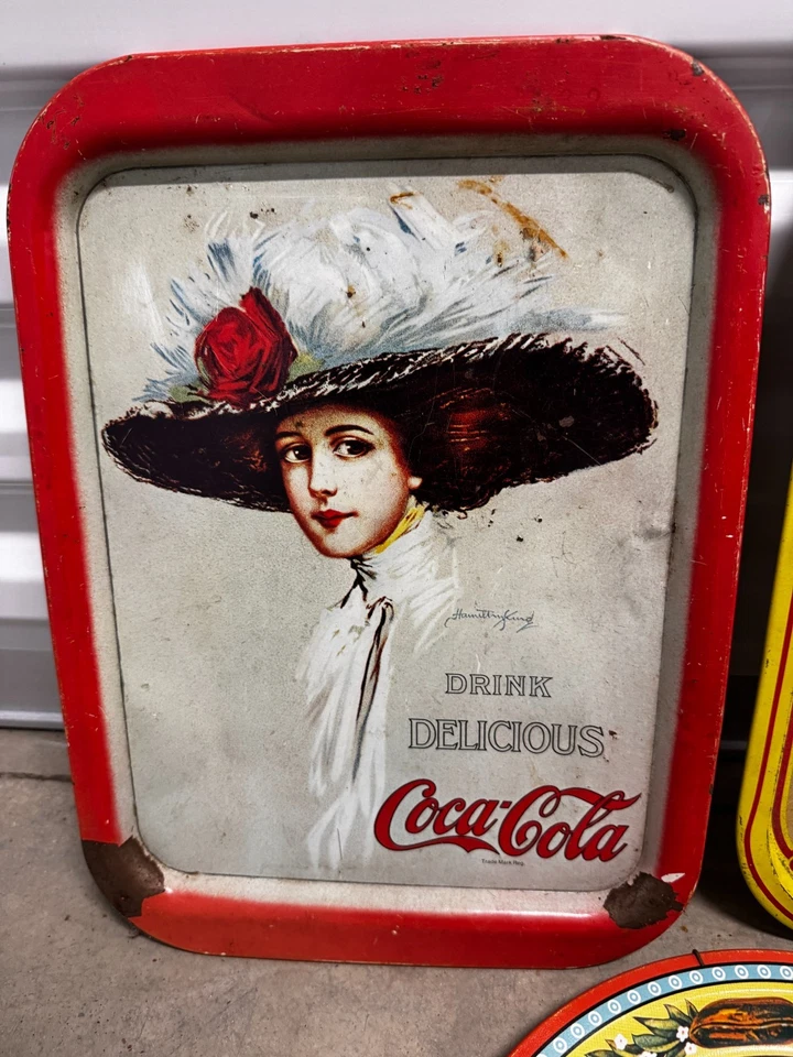 Lot of 3 Coca-Cola Metal Serving Trays – 1909 Hilda Girl, 1976 75th Anniv, Vinta - Image 2 of 4
