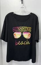 Sunshine Beach Black Graphic Print Shirt Size 1XL SHEIN Curve