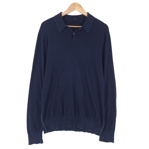Paul Smith, Paul Smith Vintage Pullover Baumwolle blau Kragen Größe L Herren Langarm Po3