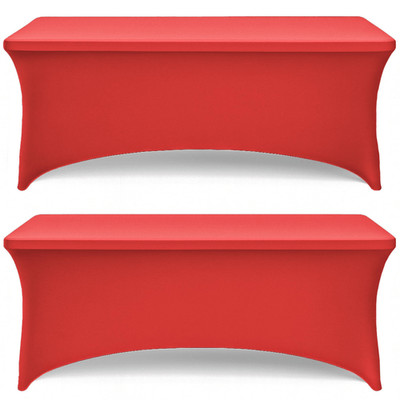 Red Spandex Table Covers 6ft 2 Pack Elegant Durable Stretchy 6ft Table Cover