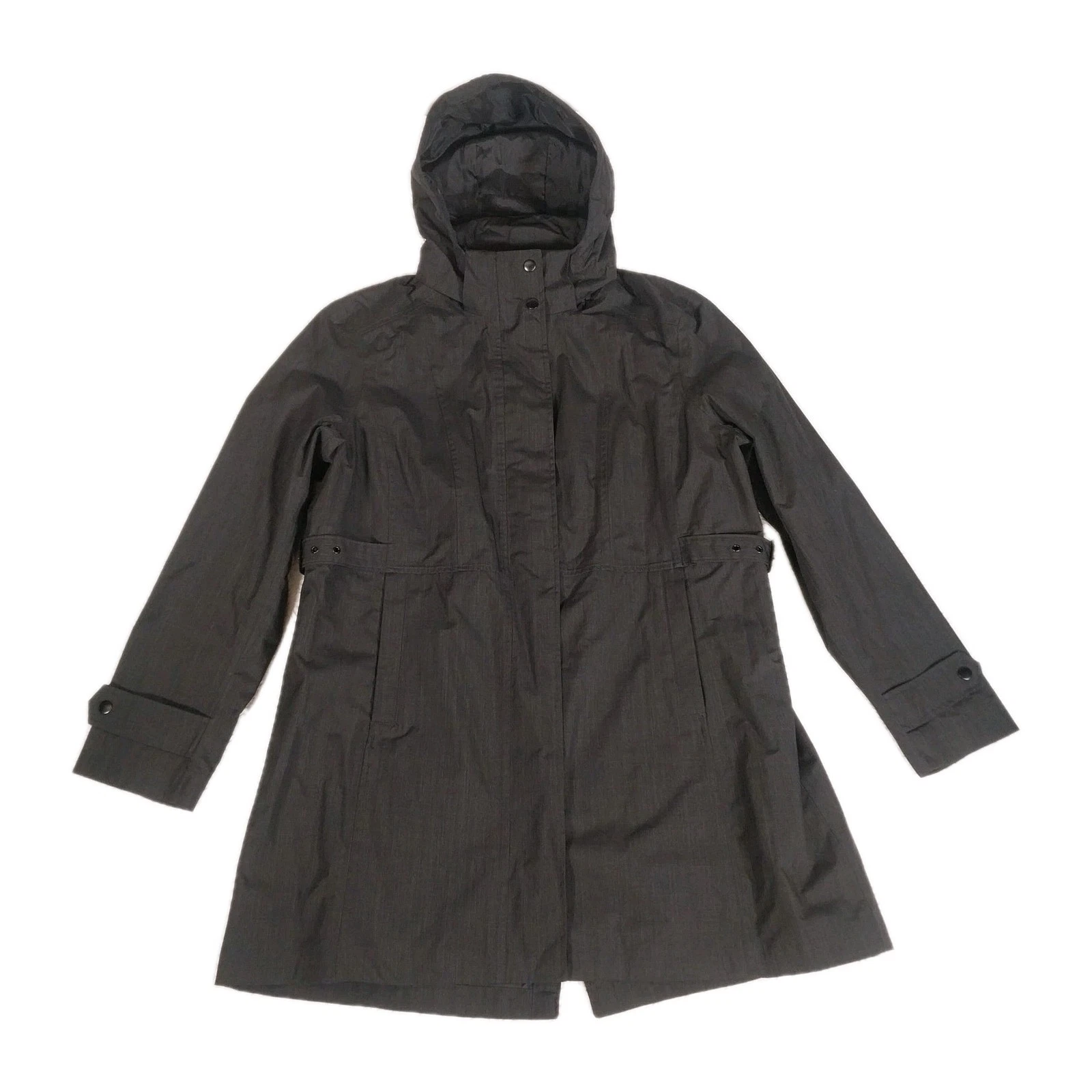 Kirkland Signature Trench Coat Womens XL Gray Zip Up Hooded Poncho Jacket
